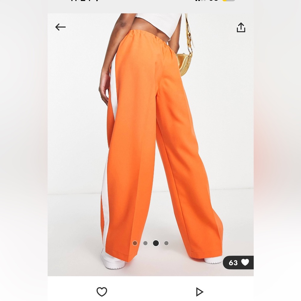 Orange loose fit asos track pants petite